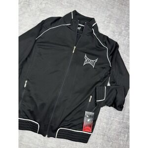 TAPOUT Jacket Men's Medium Black Vtg Y2K Full Zip Embroidered Logo‎ MMA Track